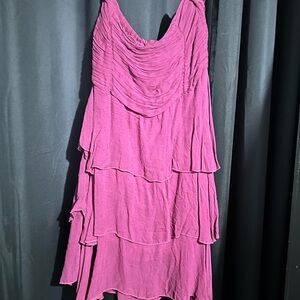 Papillon Fuchsia Tiered Midi Skirt